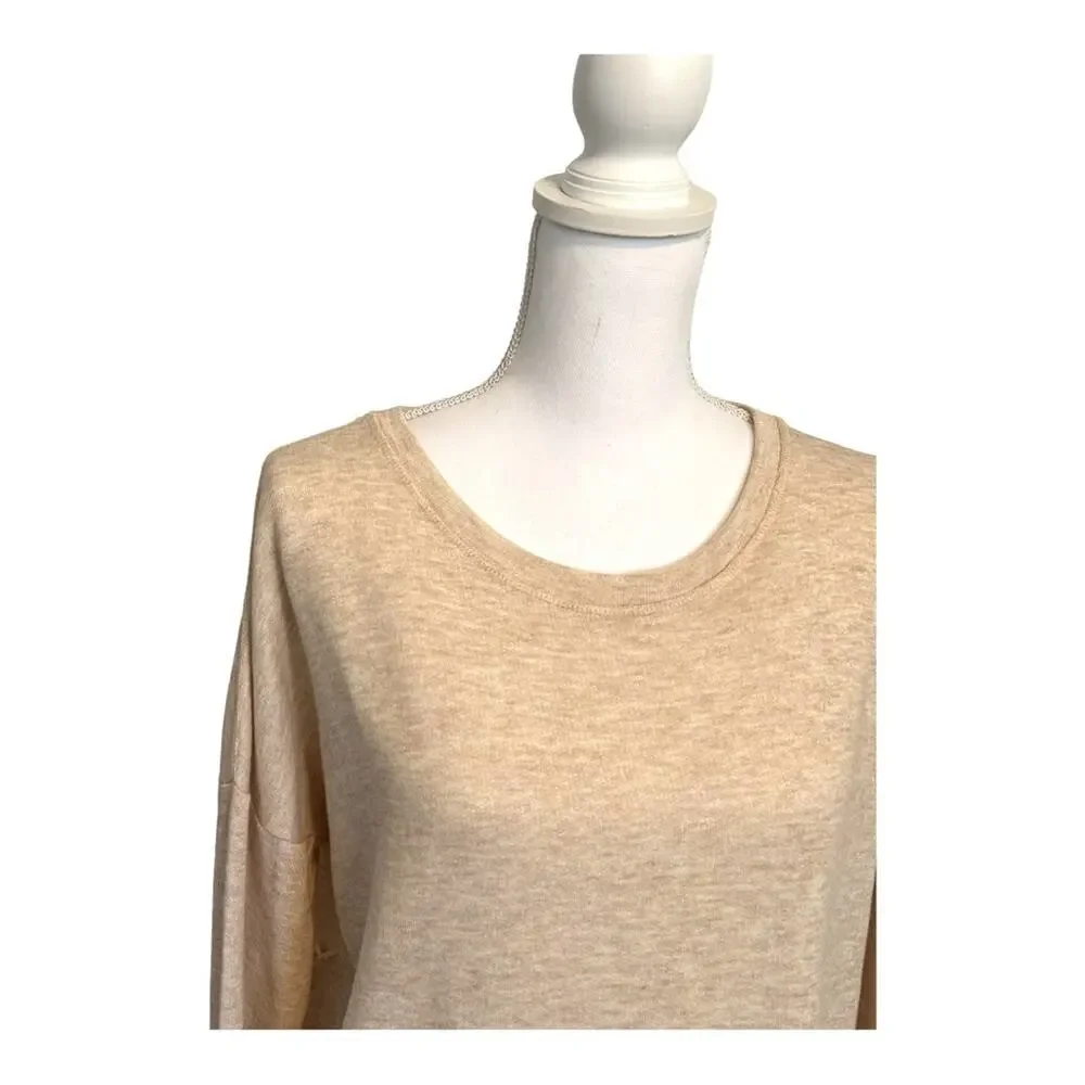 Free People Beach Shake It Oatmeal Lacey Pullover Tunic Top One Size